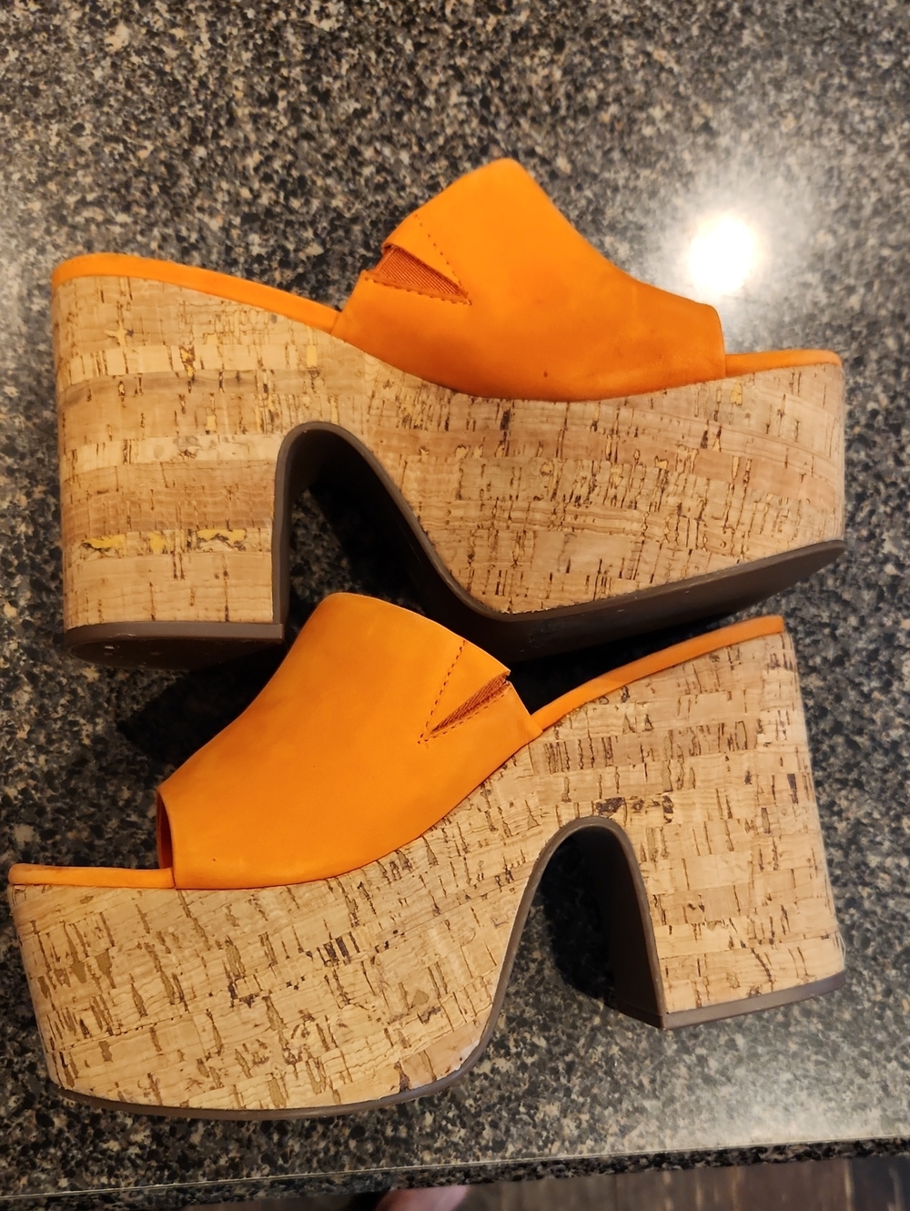SCHUTZ Dalle Orange Cork Platform Slide Sandals Size 8.5